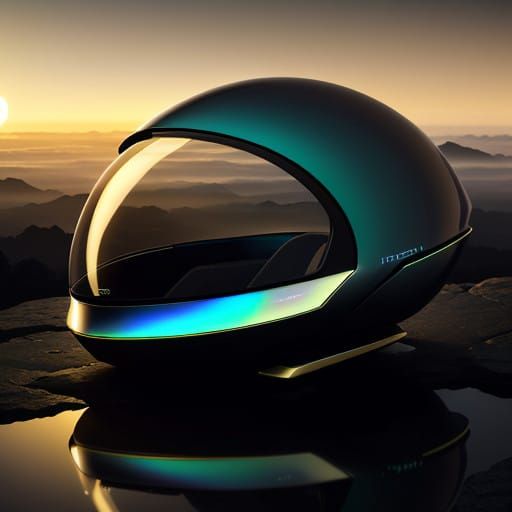 Mysterious Iridescent UFO Confronts Golden Dusk