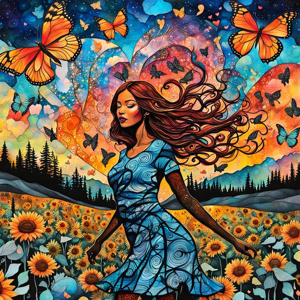 Surreal Double Exposure Poster with Girl and Fox