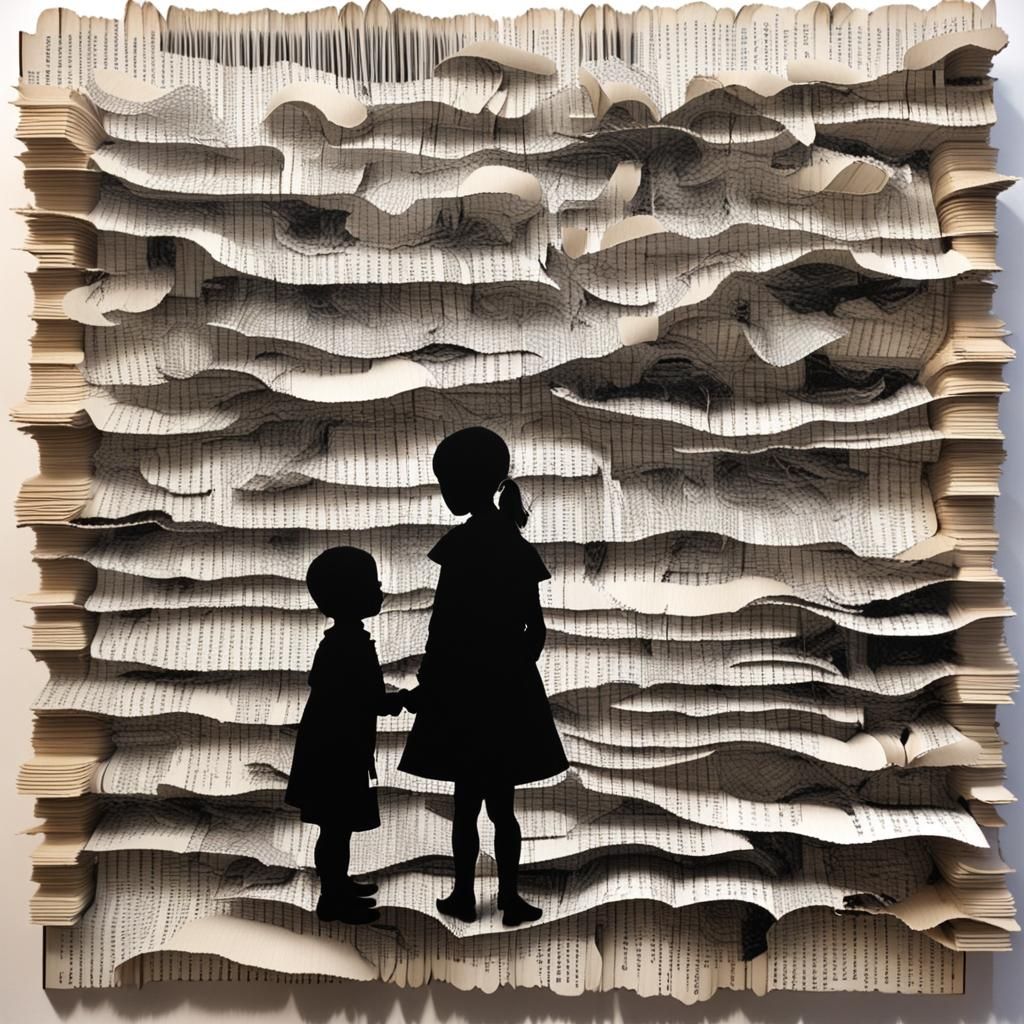 Surreal Wood Art: Children Made of Book Pages