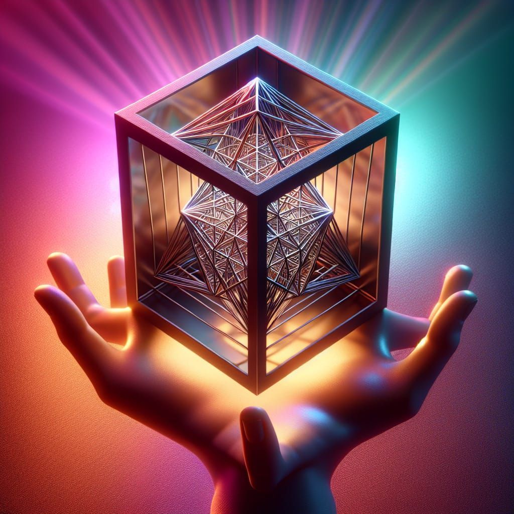 Hyperrealistic Heptahedron and Pyramid Concept Art