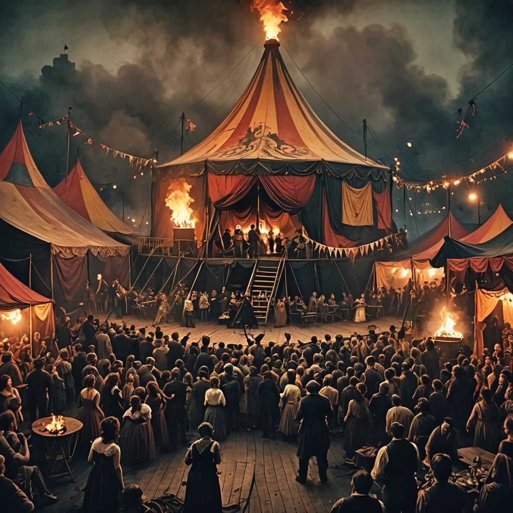 Eerie Victorian Freak Show at Dusk: Dark Fantasy