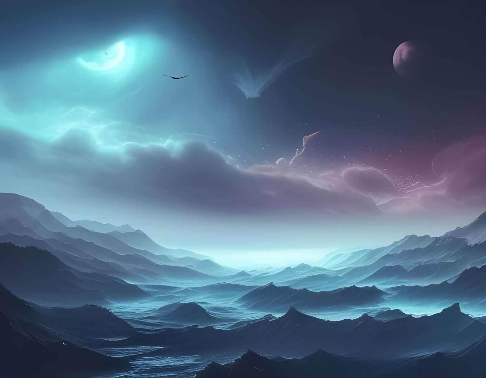 Oceanic Fantasy Landscape with Volumetric Lighting