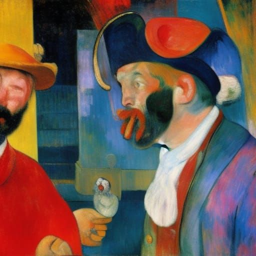 Man and Mouse in a House, Post-Impressionist Style