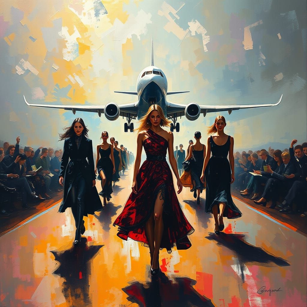 Impressionist Fashion Show on Airport Runway