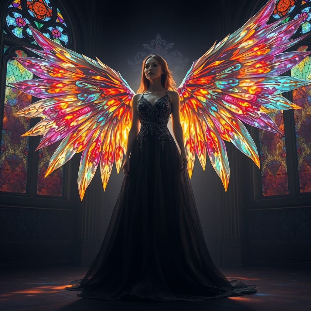 A captivating and vibrant image of an ethereal female figure...