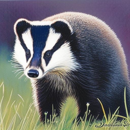 Badger Squared: A Watercolor Wildlife Stamp