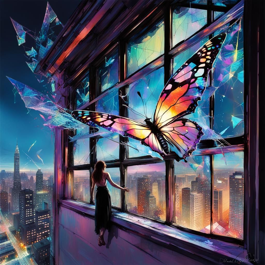 Holographic Butterfly of Shattered Glass Panes