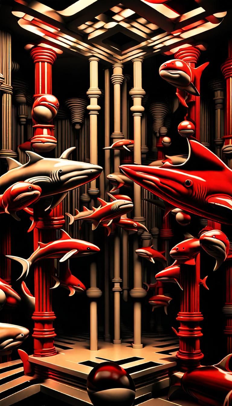 Surreal Optical Illusion: Sharks Transform into Monkeys