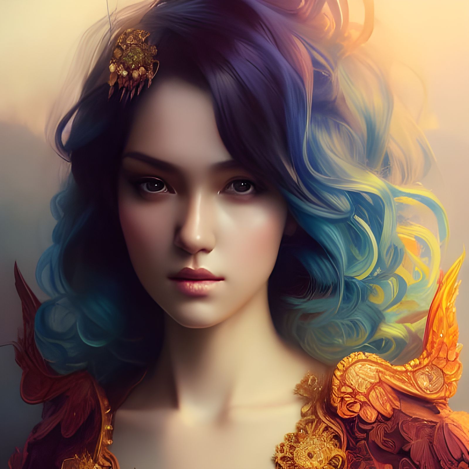 Beautiful Woman in Colorful Kebaya, Hyper-Detailed