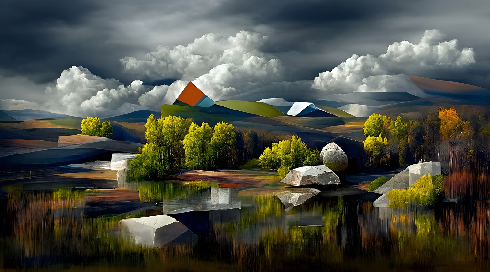 Geometric Abstraction Landscape Vista in Enscape