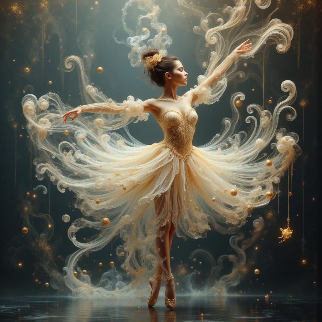 Ethereal Ballerina Dancing on Water Piano