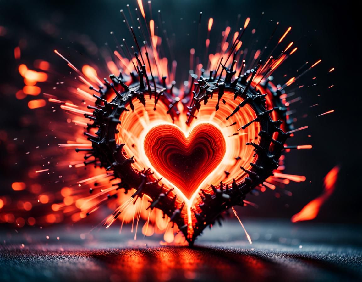 Exploding Inferno Heart: Dark Fantasy Concept Art