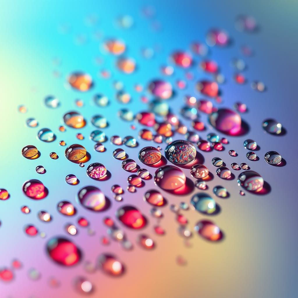 Colorful Water Droplets in Abstract Expressionist Style