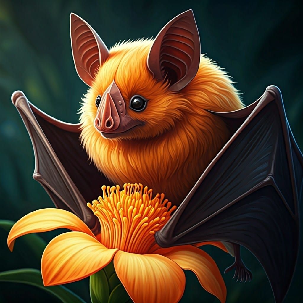 Ornate Smooth-Nosed Bat in Triadic Anime Art