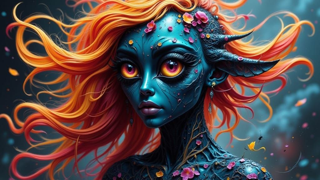 Fantastical Being Portrait in Splash Art Style