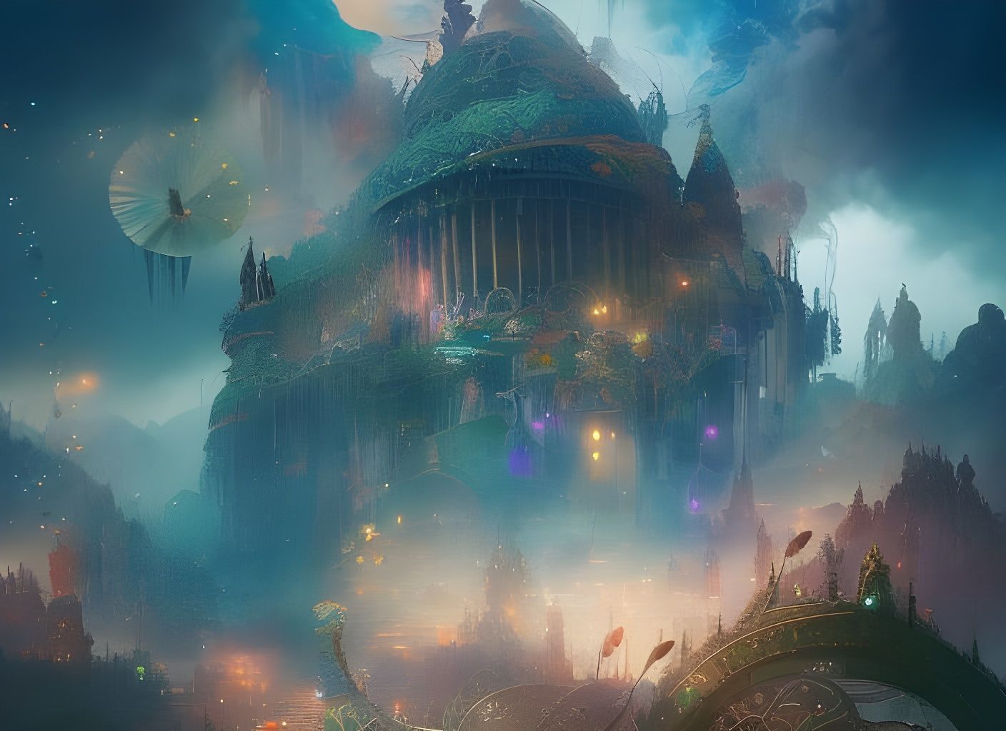 Magical Falling Feathers in a Digital Painting