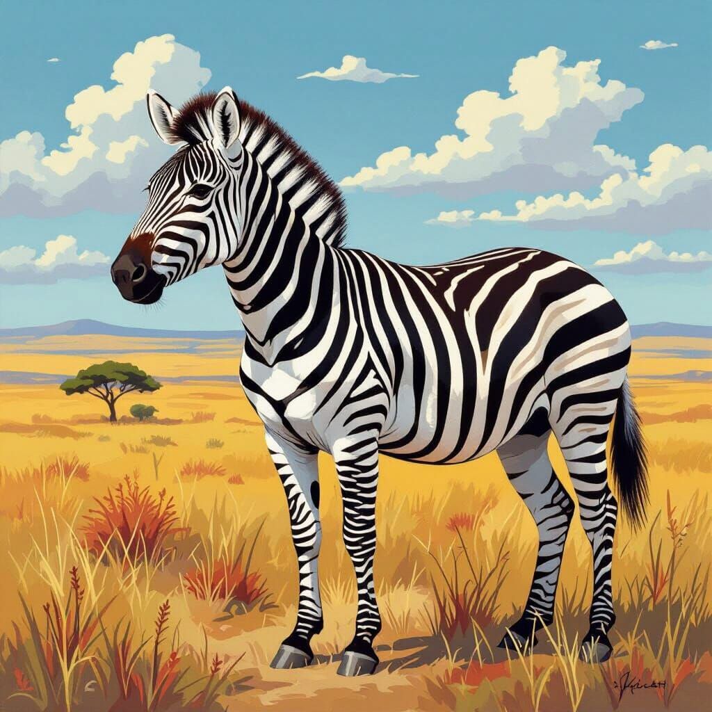 Striking Zebra Portrait in Vibrant Contemporary Style