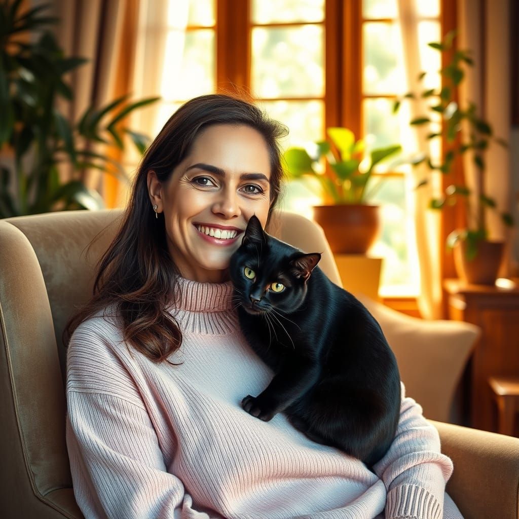 Woman Surrounded by Warmth and Gentle Love