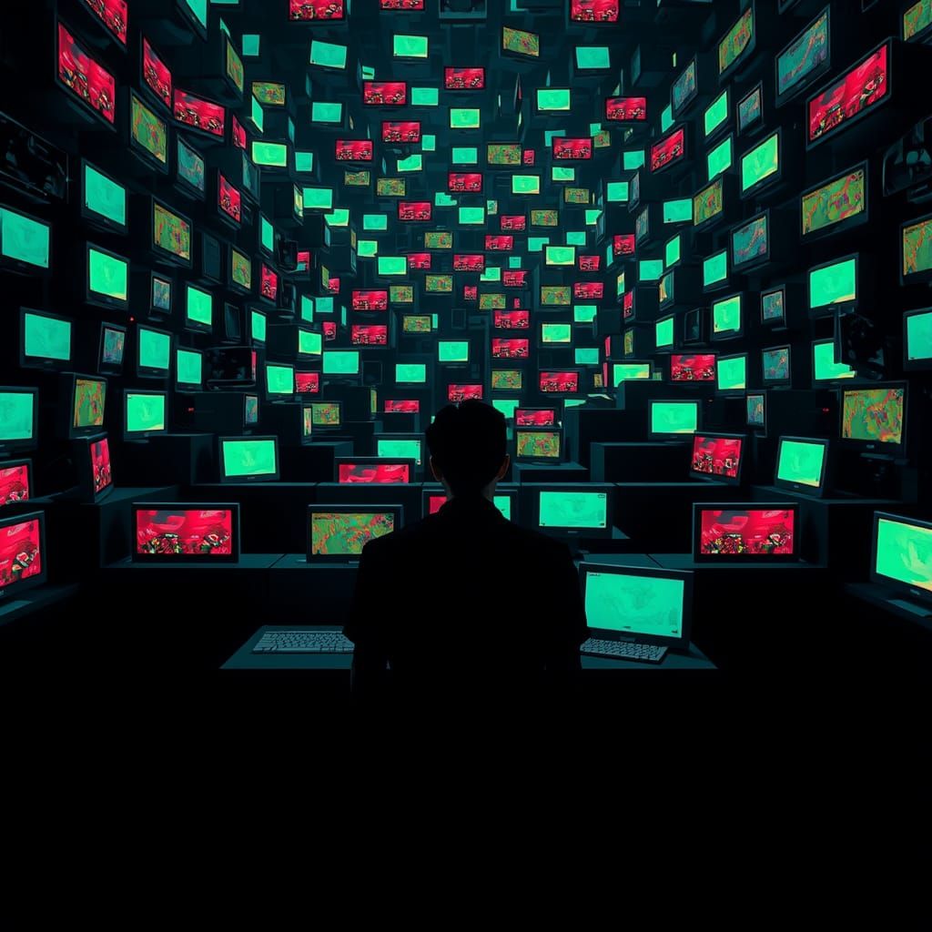 Lost in Digital Void: Neon Bauhaus Pop Art