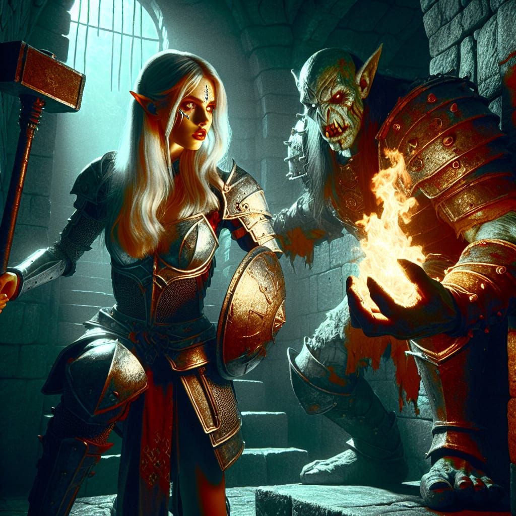 Hope and her companions engage in combat.  Hope battles with...