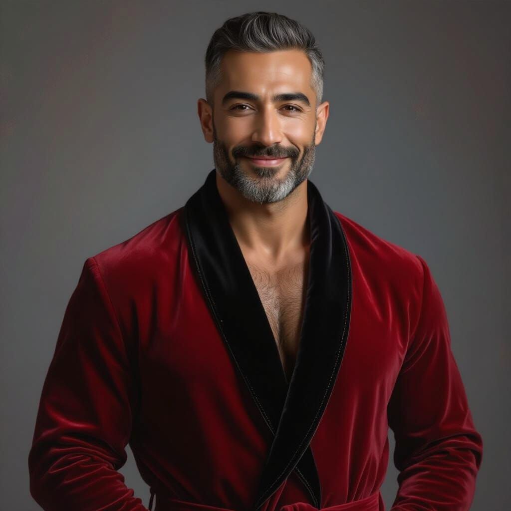 Smiling Turkish-Arab Man in Velvet Robe