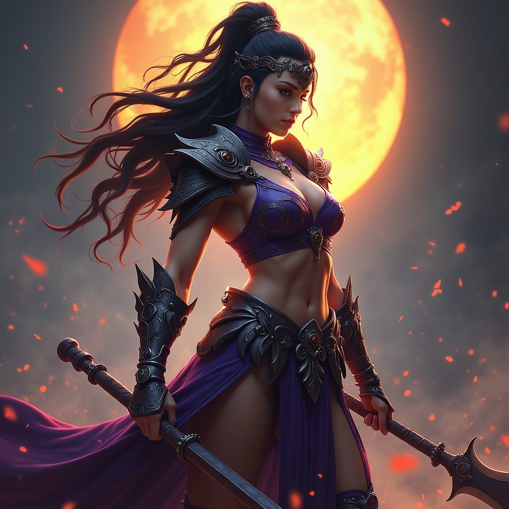 Korra: Dark Fantasy Warrior in Art Nouveau Style