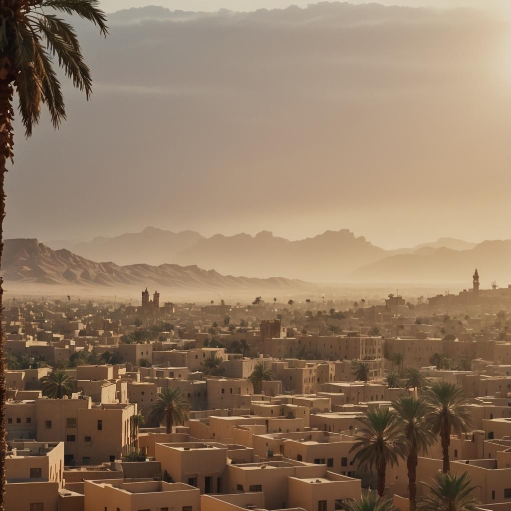 Golden Hour Cityscape in Yemen