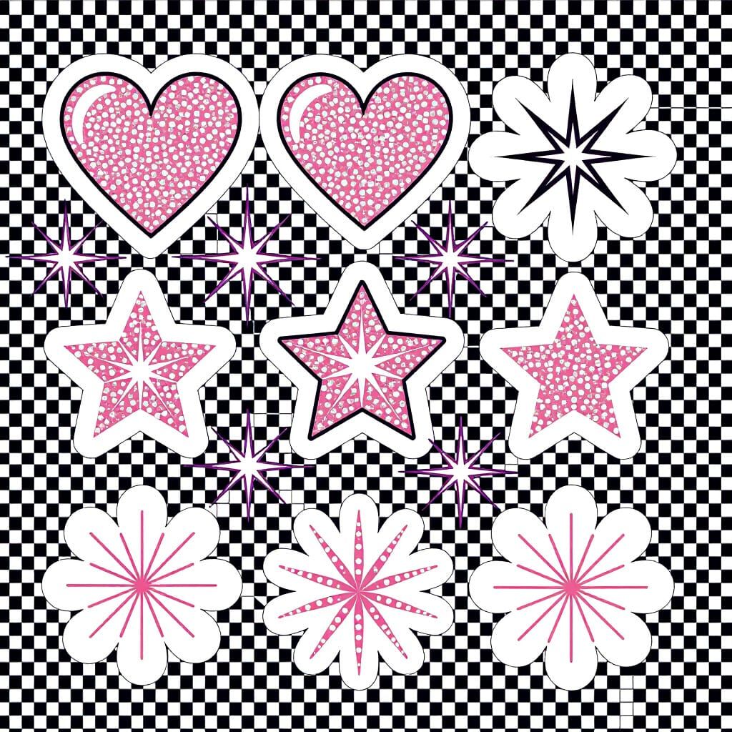 Glitter Bomb Collection: Sparkle, Hearts, and Stars Stickers