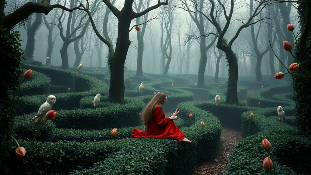 Gothic Horror Maze with Screaming Statues