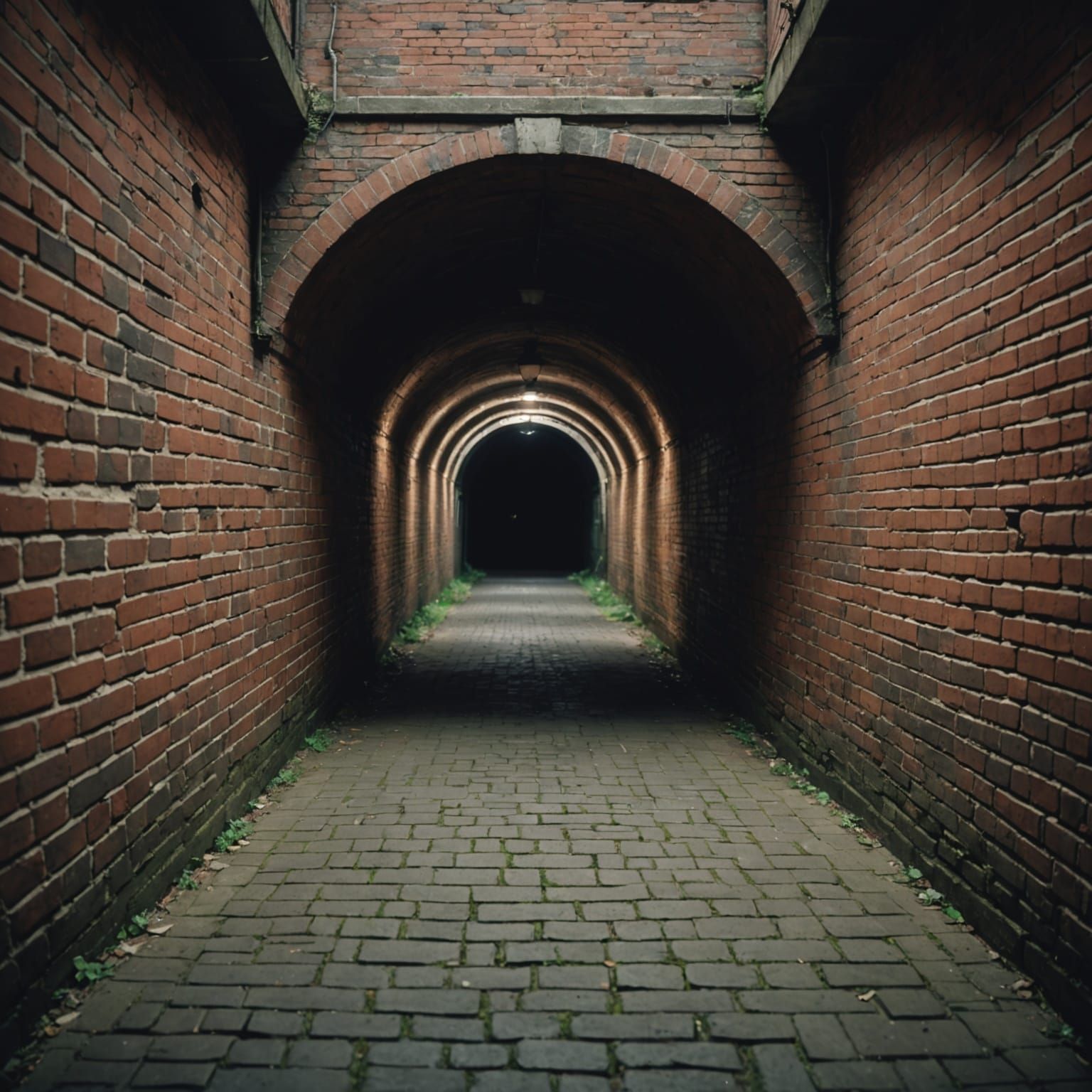 Hyperrealistic Tunnel Street Art on Brick Wall