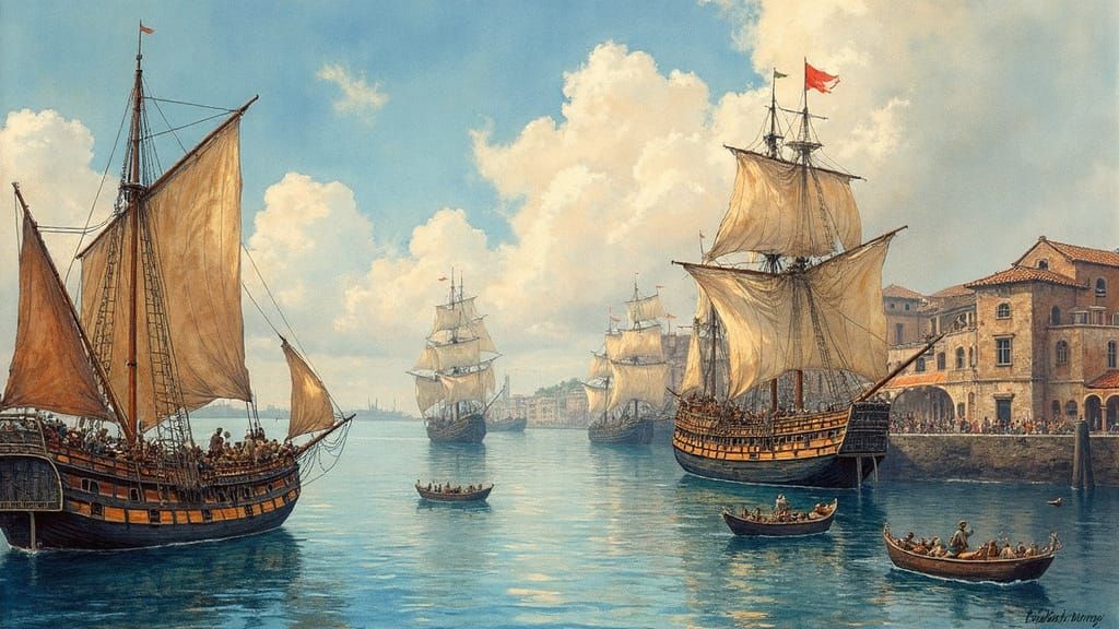 Bustling Seaport Inspired by Asian and Oriental Cultures