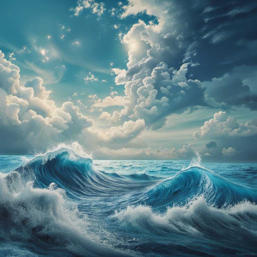 Serene Blue Ocean: Realistic and Detailed Marine Scene