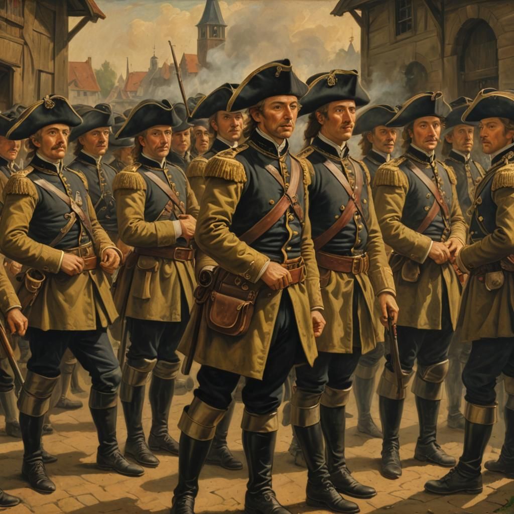 15th Century Soldiers Firing in Ranks Oil Painting