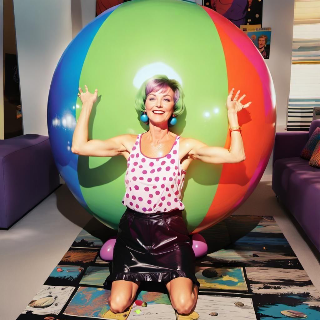 Linda Thorson with a Giant Beach Ball