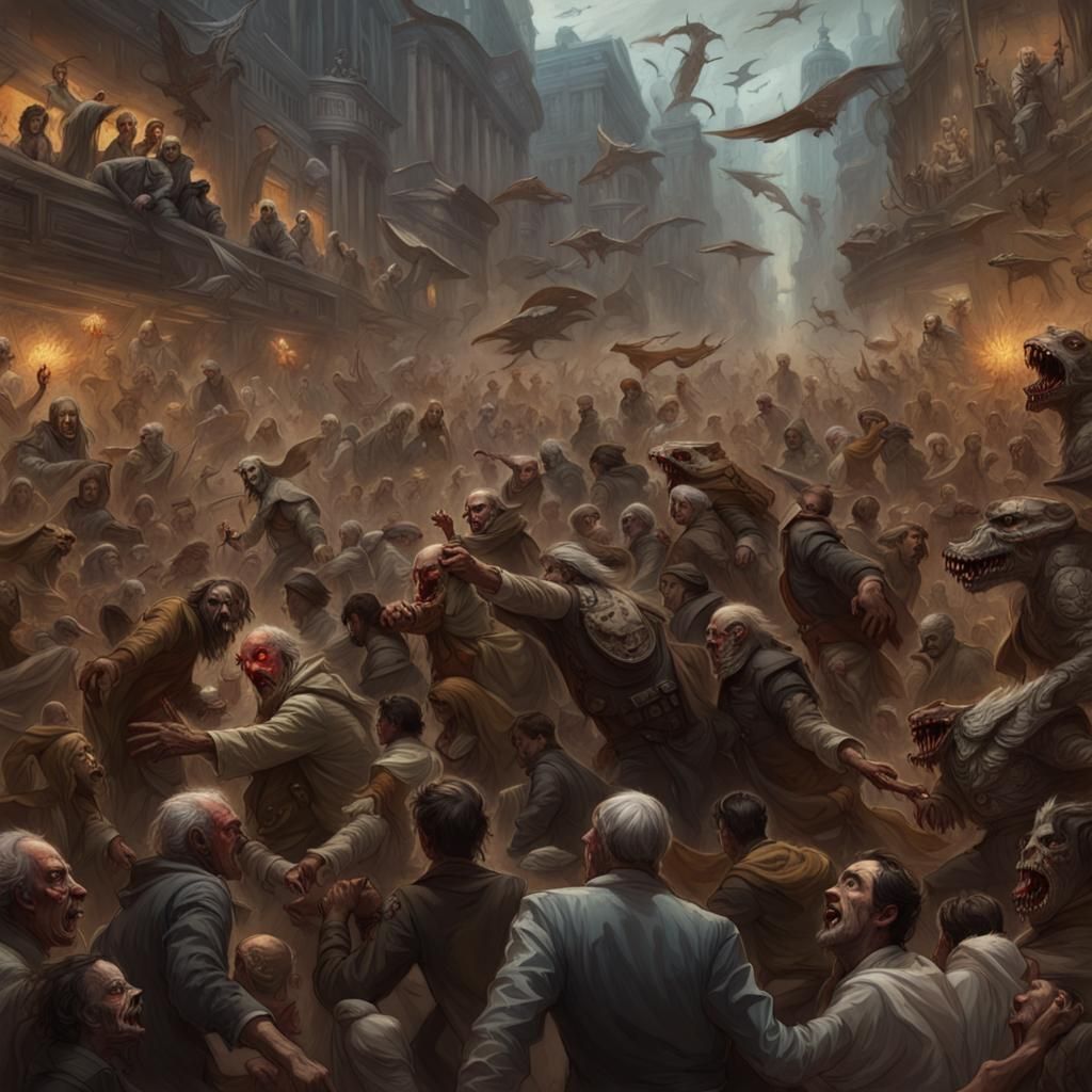 Lovecraftian Creatures Clash in Dark Fantasy Art