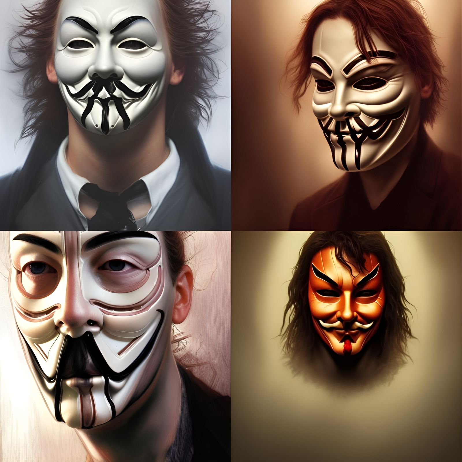 Anonymous in V for Vendetta Mask, Art Nouveau Portrait