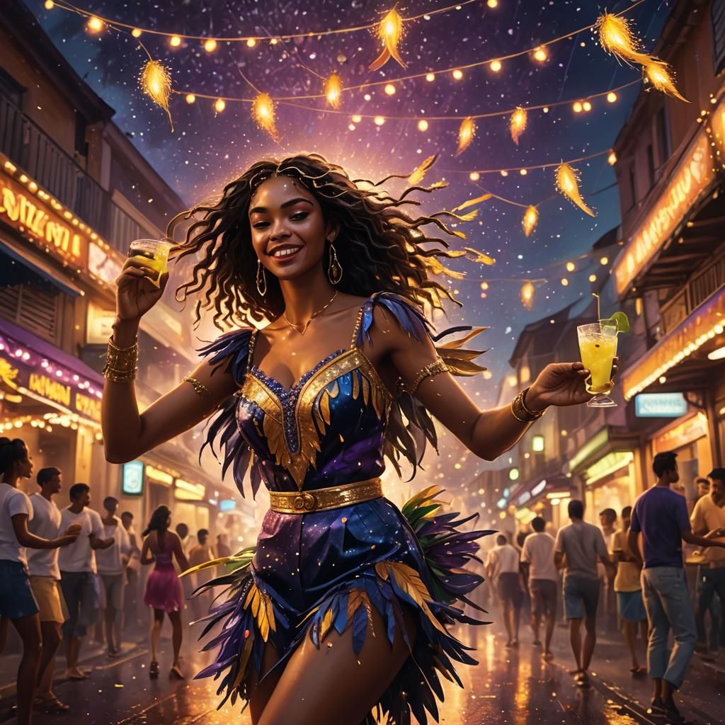Girl Dancing at Carnival: Hyper-Realistic Digital Art