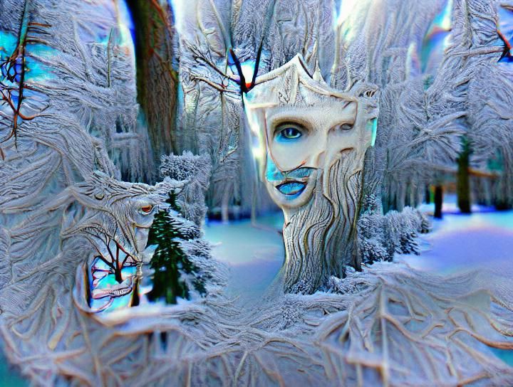 Winter Scene with Snow Queen in 3D