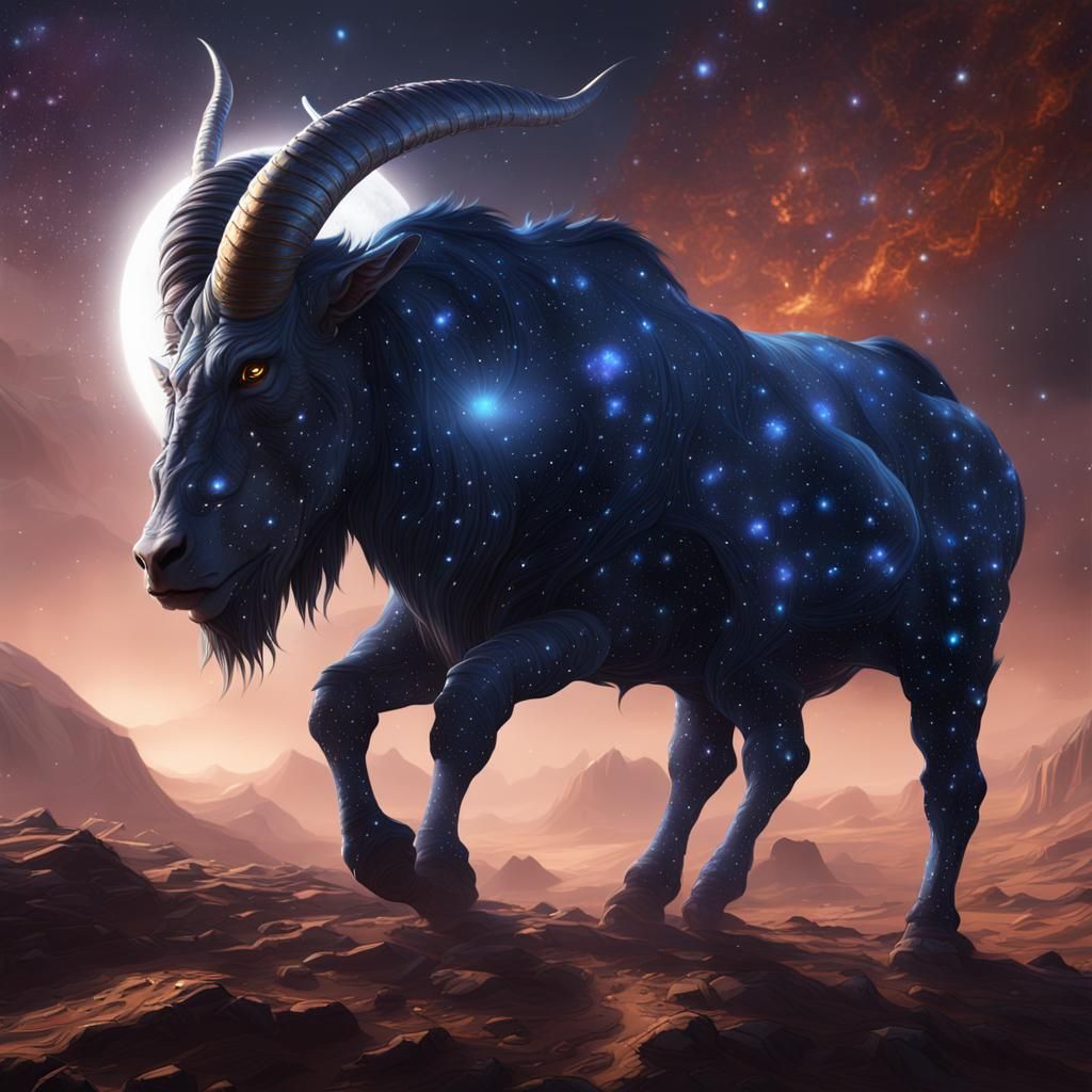 Capricorn Constellation Stars in Detailed Matte Painting