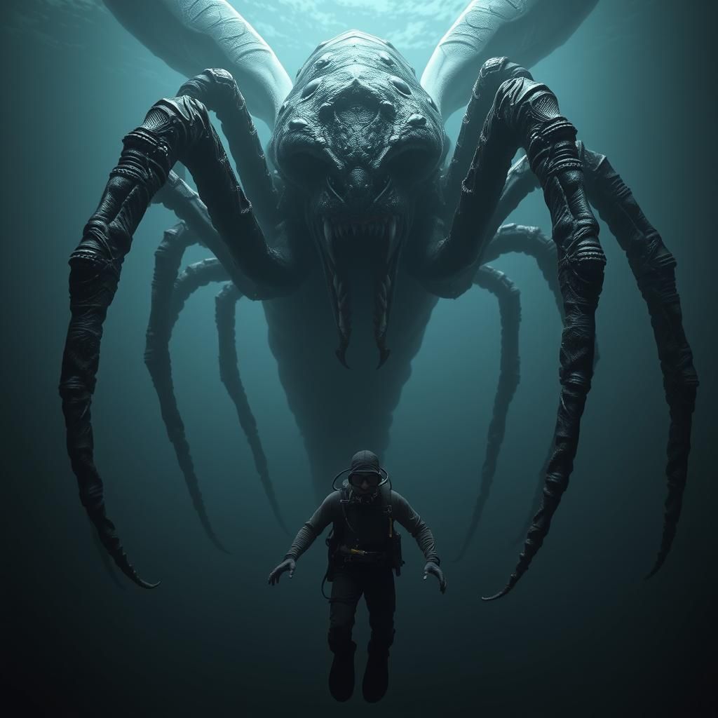 Horrific Serpentine Creature in Ocean's Abyss