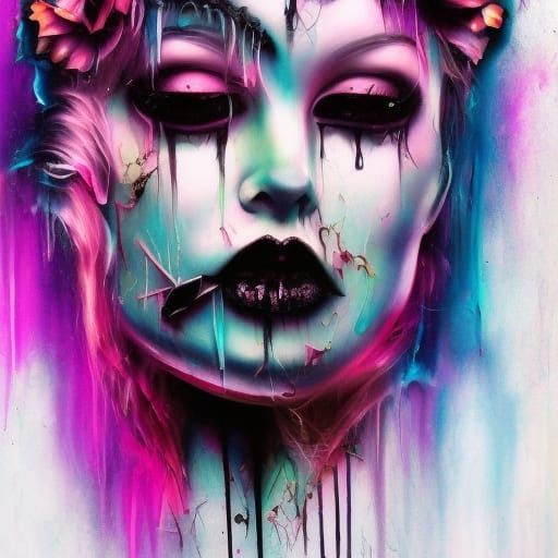 Dead Gothic Bride in Graffiti Art Style