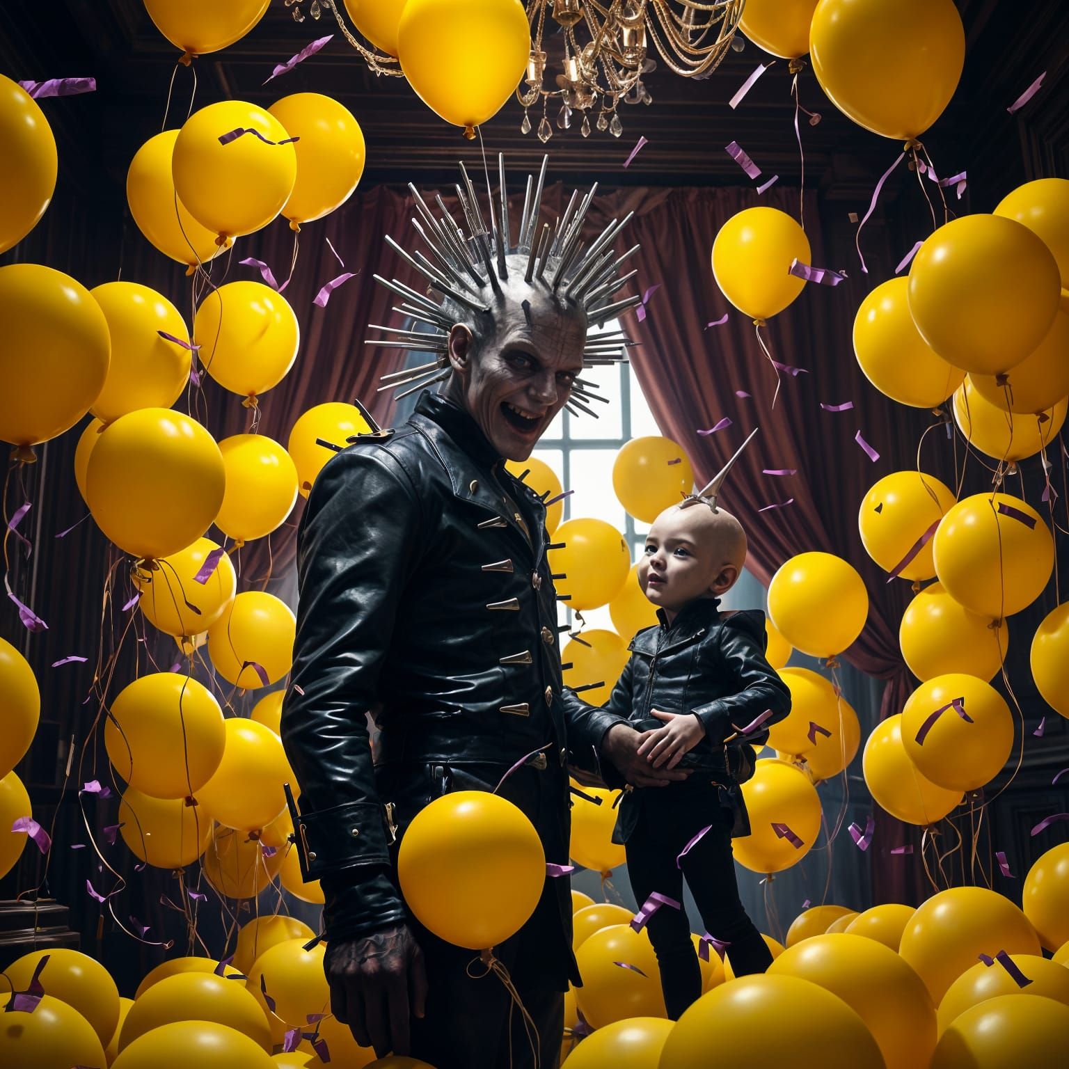 Pinhead is bringing his son to a birthday. They are accident...
