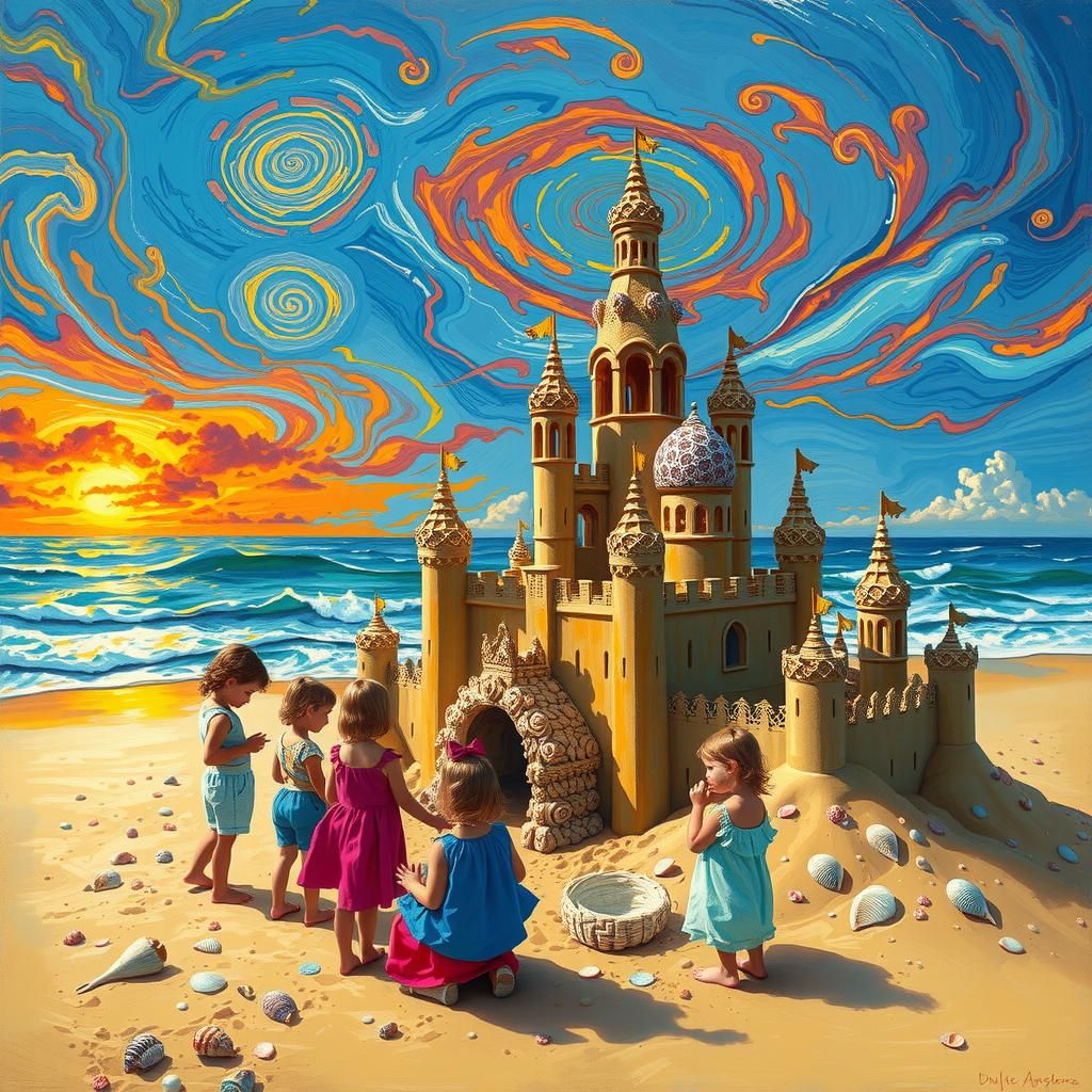 Gaudí Sandcastle in Van Gogh Style