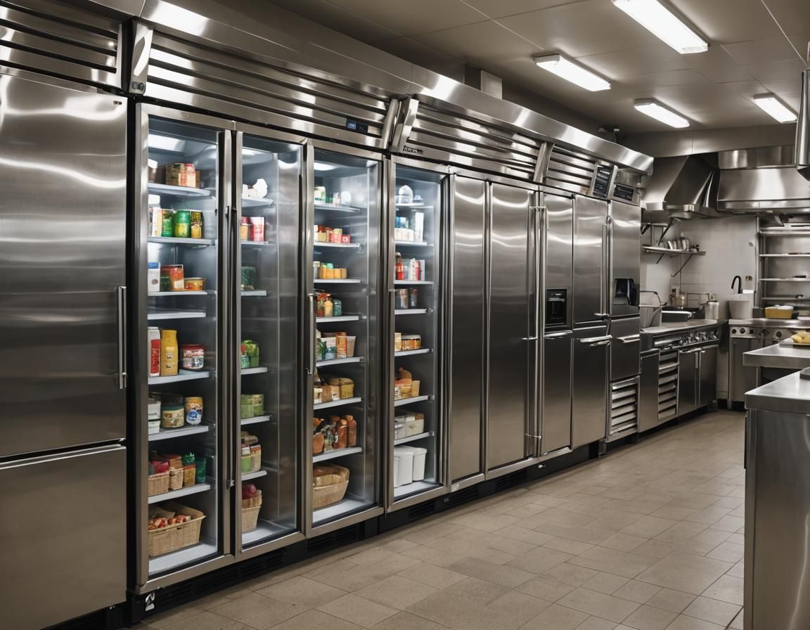 Simple Restaurant Kitchen with Refrigerator