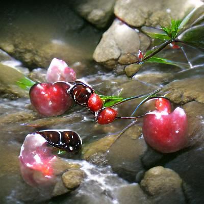 Crystal Cherries in a Clear Stream