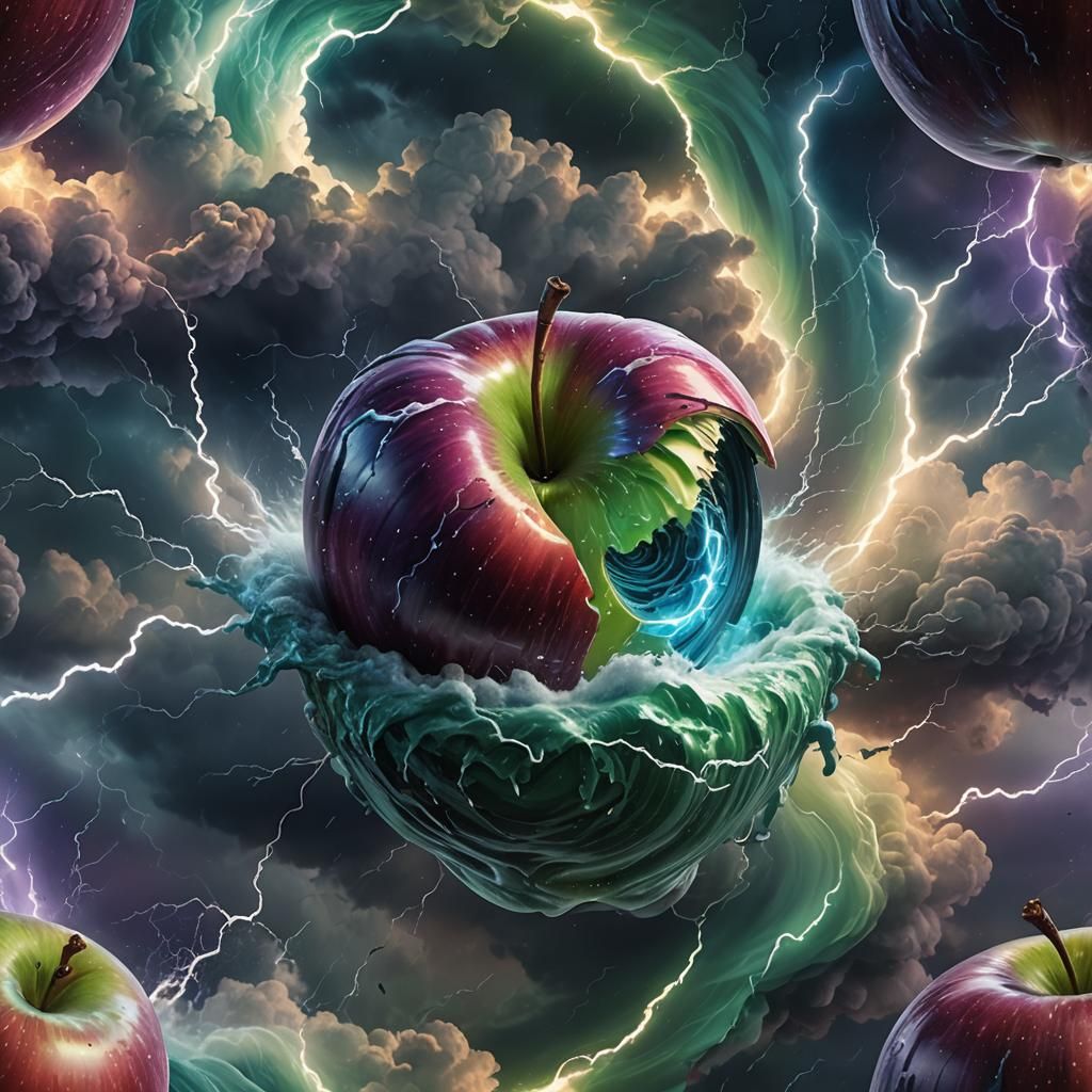 Apple with Stormy Vortex: Digital Matte Painting
