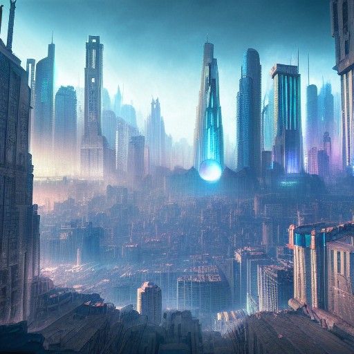 Medieval Metropolis on Neptune: Vaporwave Concept Art