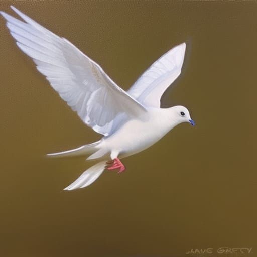 Dove in Flight: An Oil Painting