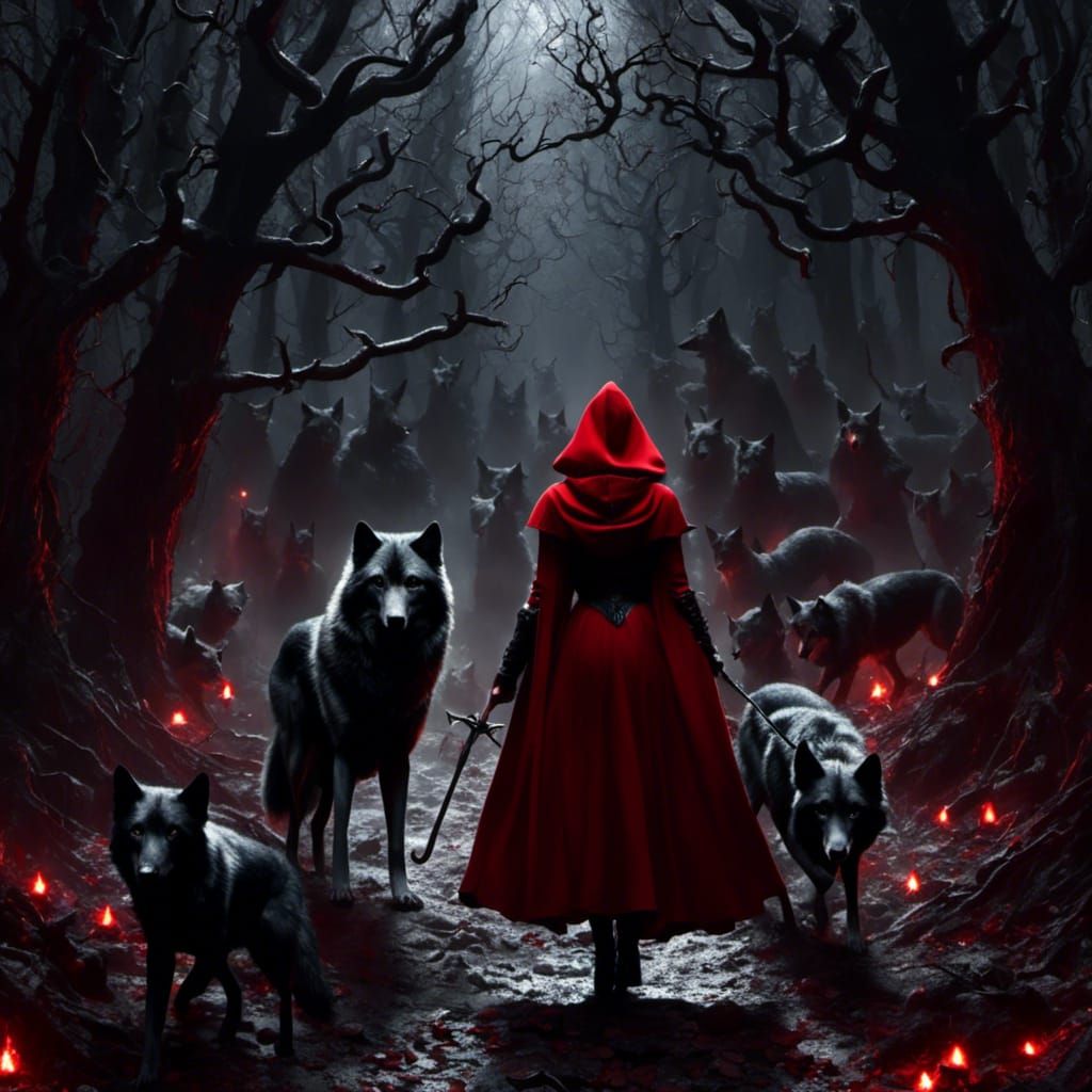 Little Red Riding Hood in Dark Fantasy Style