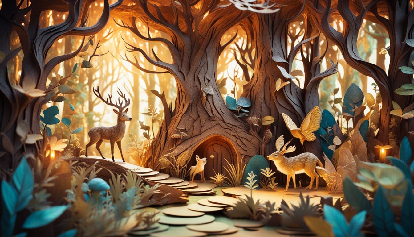 Paper Play. A magical forest.